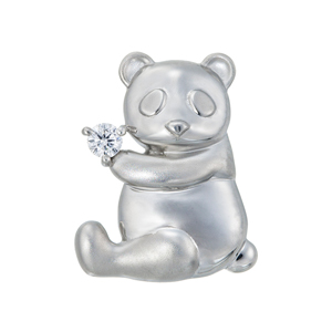 純プラチナ ダイヤモンド Lucky Panda ペンダントトップ D 約0.03ct 