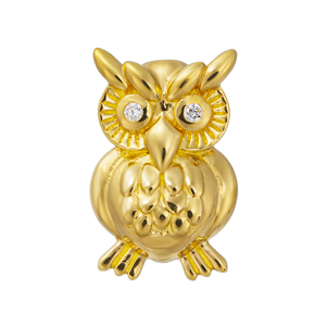 純金 ダイヤモンド Happy Owl ペンダントトップ D 約0.01ct 