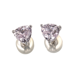 PT950 トリリアントカット クンツァイト ピアス KU 約1.40ct 