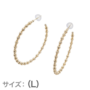 K18YG スラッシュカット フープピアス(L) 総重量:約2.8g