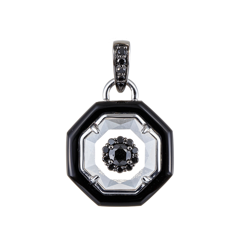 GSTV K18WG ブラックダイヤモンド(トリート) 水晶 オニキス ミスティックシャイン ペンダントトップ