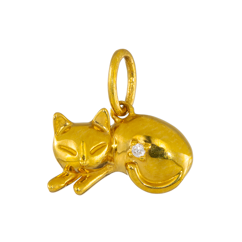 純金 ダイヤモンド Miaou ペンダントトップ D 約0.01ct 