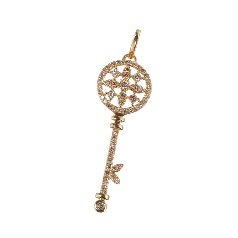 K18YG ブラウンダイヤモンド Flower Key ペンダントトップ BRD 約0.60ct 