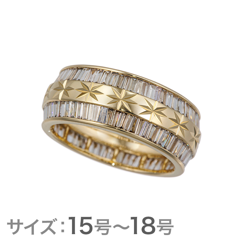 K18YGブラウンダイヤモンドキラキラ彫りフルエタニティーリングBRD約1.50ct＃15-18