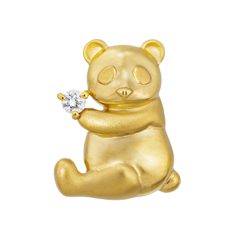 純金 ダイヤモンド Lucky Panda ペンダントトップ D 約0.03ct 