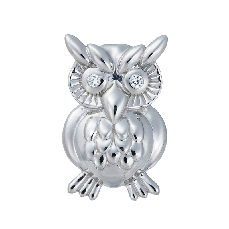 純プラチナ ダイヤモンド Happy Owl ペンダントトップ D 約0.01ct 