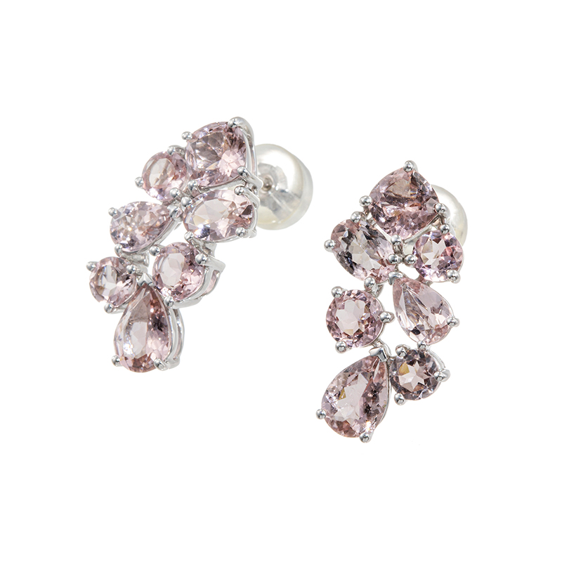 パラジウムシルバー950 ピンクトルマリン Rosy Pink ピアス T 約4.60ct 