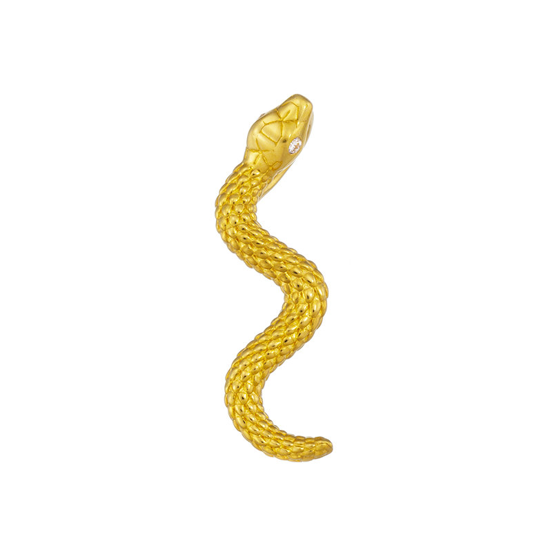 純金 ダイヤモンド Lucky Snake ペンダントトップ D 約0.01ct 